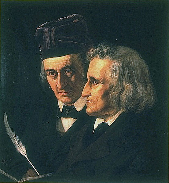 Doppelporträt der Brüder Wilhelm Grimm (links) und Jacob Grimm von Elisabeth Jerichau-Baumann, 1855